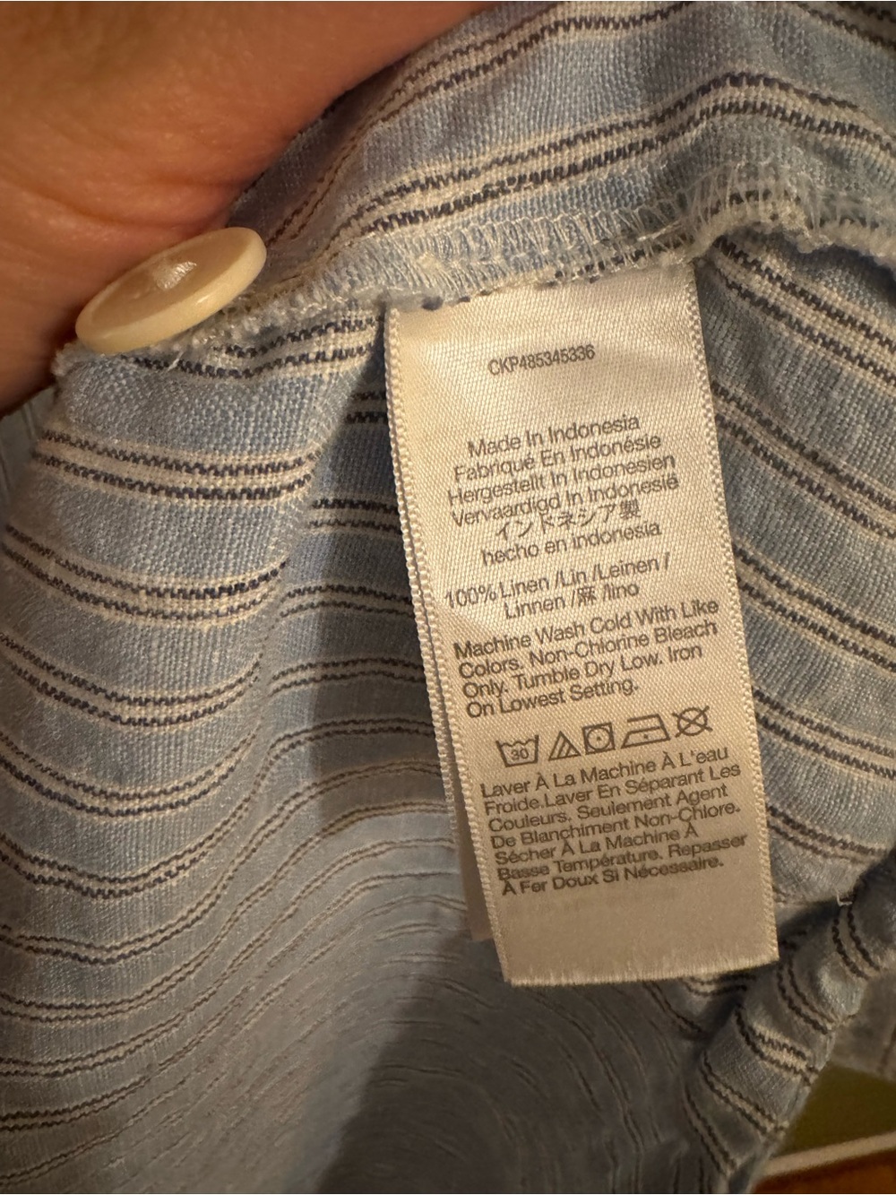 Madewell Light Blue Striped Button-Front Midi Dress Linen Size Medium - Picture 4 of 5